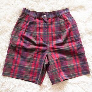 Vintage 90’s Talbots red plaid Bermuda shorts with a pleated front